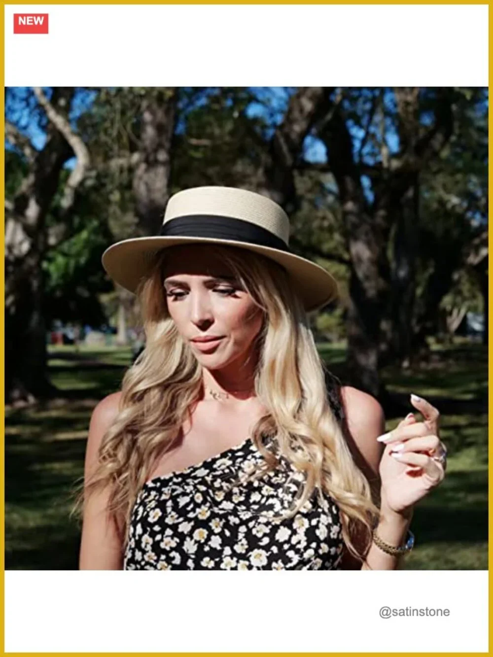 Wide Brim Straw Boater Sun Hat Foldable Packable Beach Hat